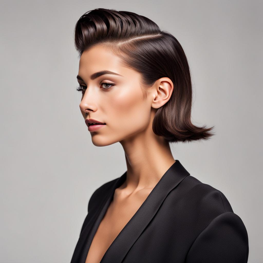 short or very short hair slick /sleek sown naturally or without gel